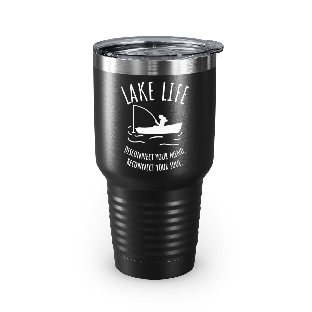Lake Life - Disconnect your mind, reconnect your soul Ringneck Tumbler, 30oz (white design)