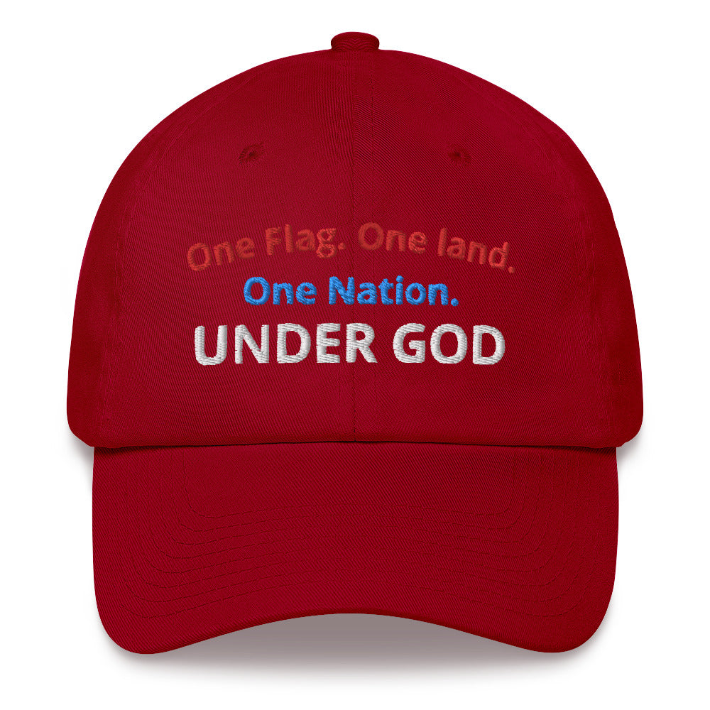 One Land. One Nation. Under GOD - adjustable baseball cap