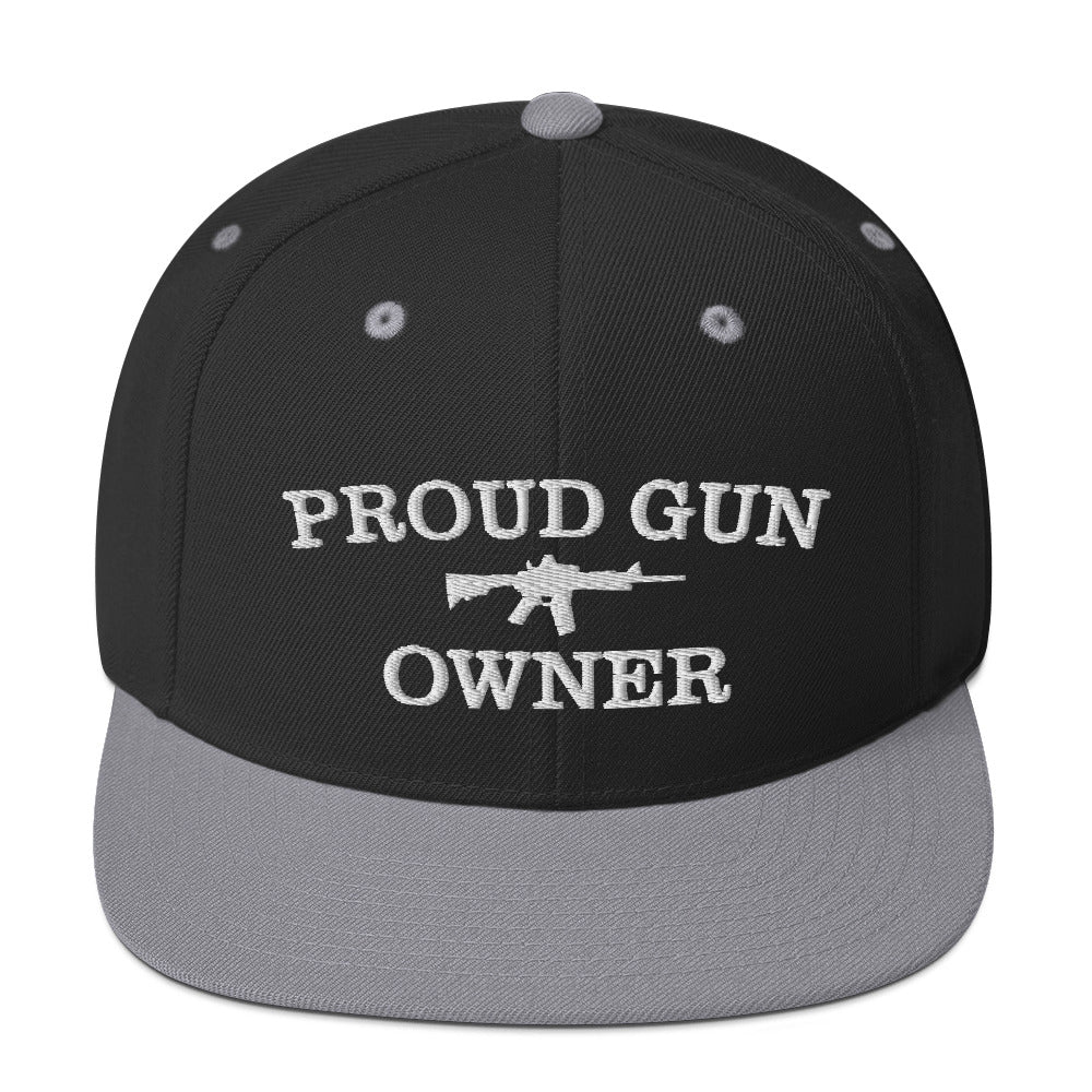 Proud Gun Owner High Profile Snapback Hat (white design)