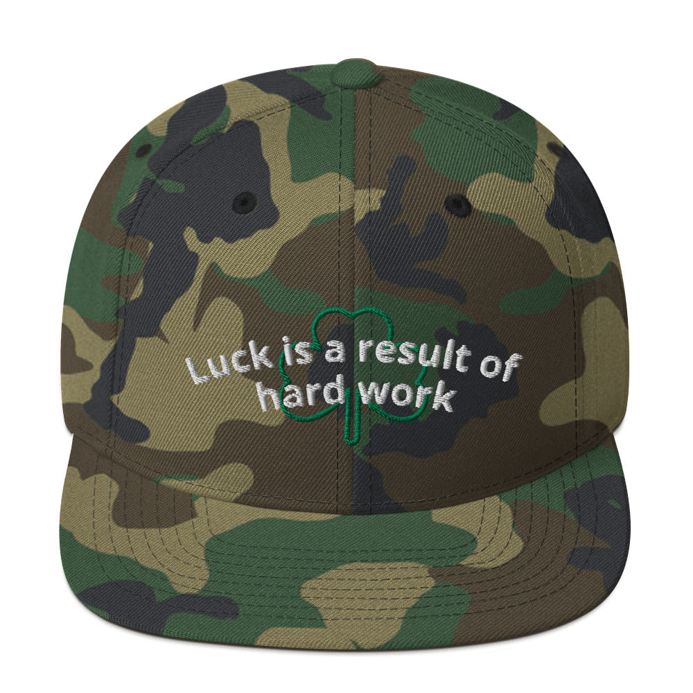 Luck is a result of hard work Snapback Hat