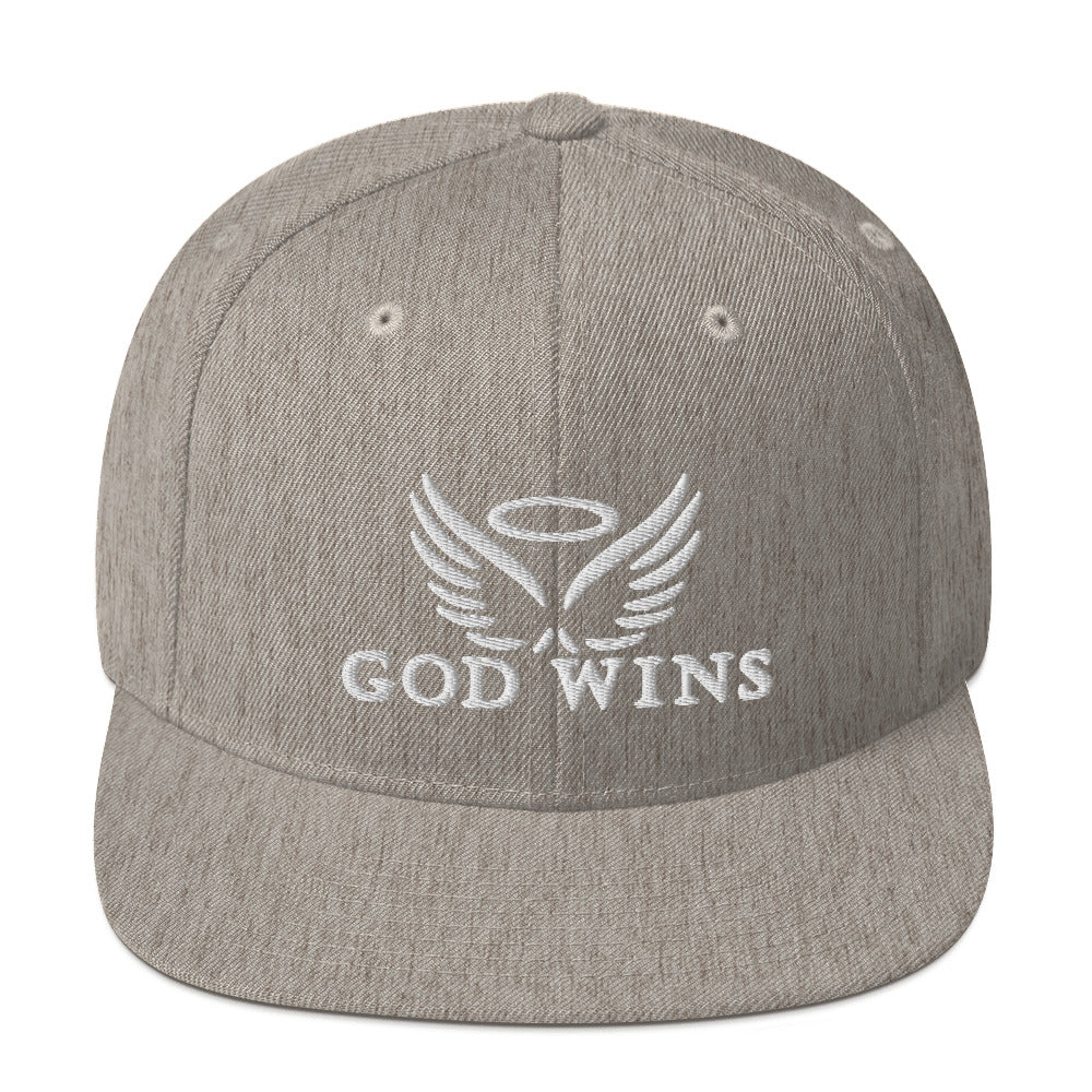 God Wins Snapback hat (white lettering)