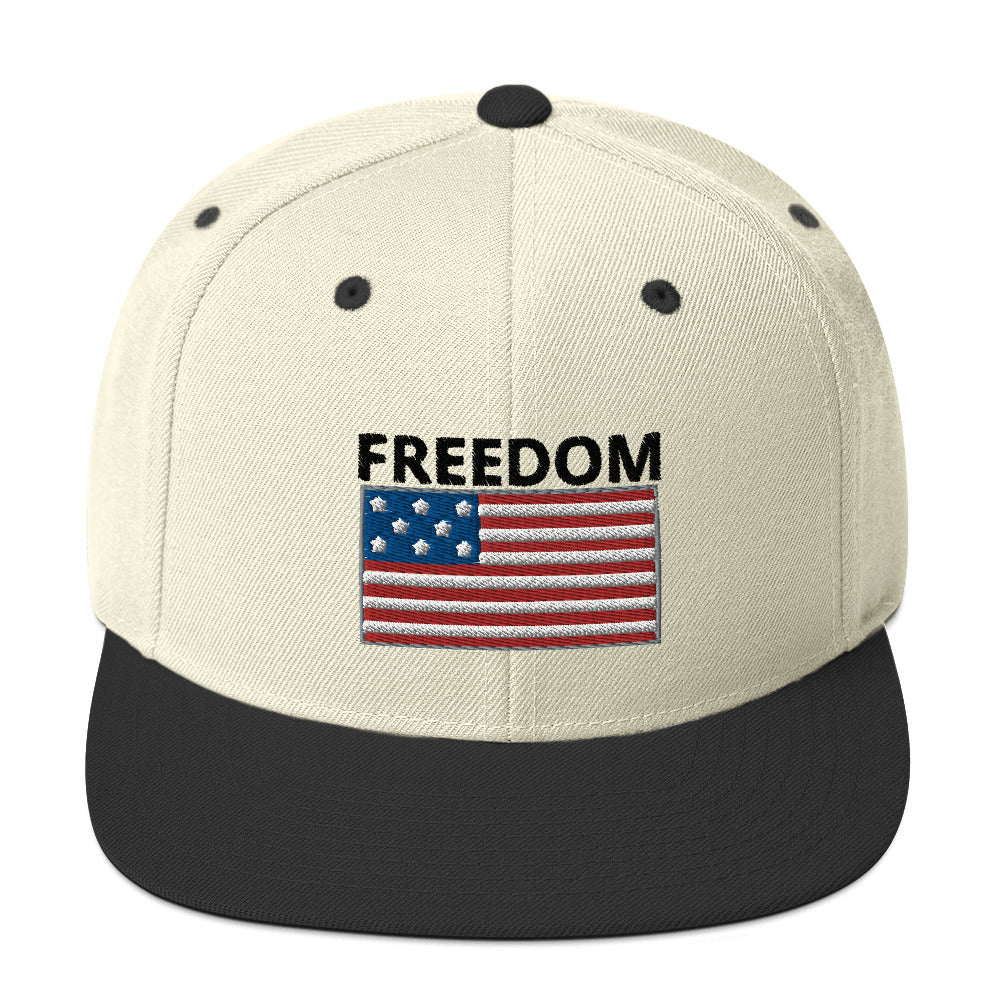 Freedom Snapback Hat (black lettering)