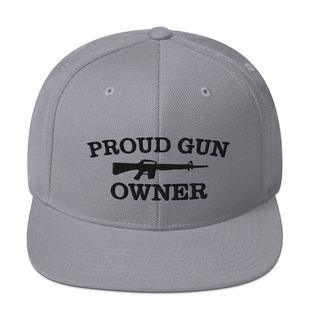 Proud Gun Owner High Profile Snapback Hat (black design)