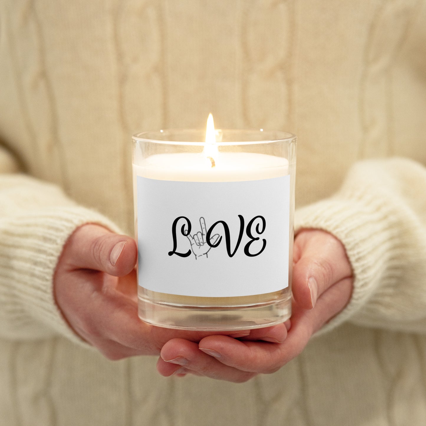 Love American Sign Language jar soy wax candle