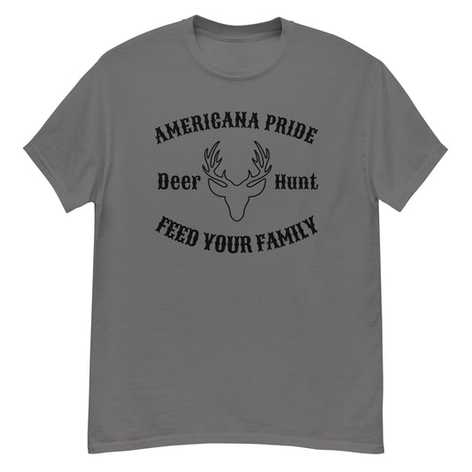 Americana Pride Deer Hunt Feed your family - unisex tee (black lettering)