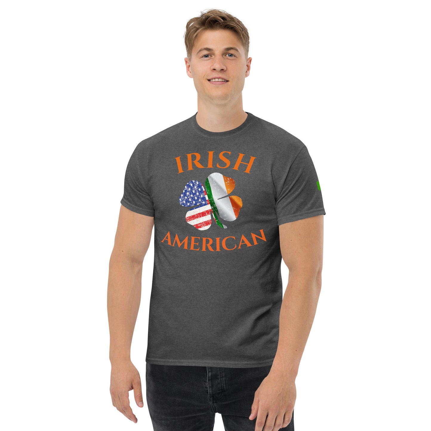 "Irish American" flag shamrock classic tee