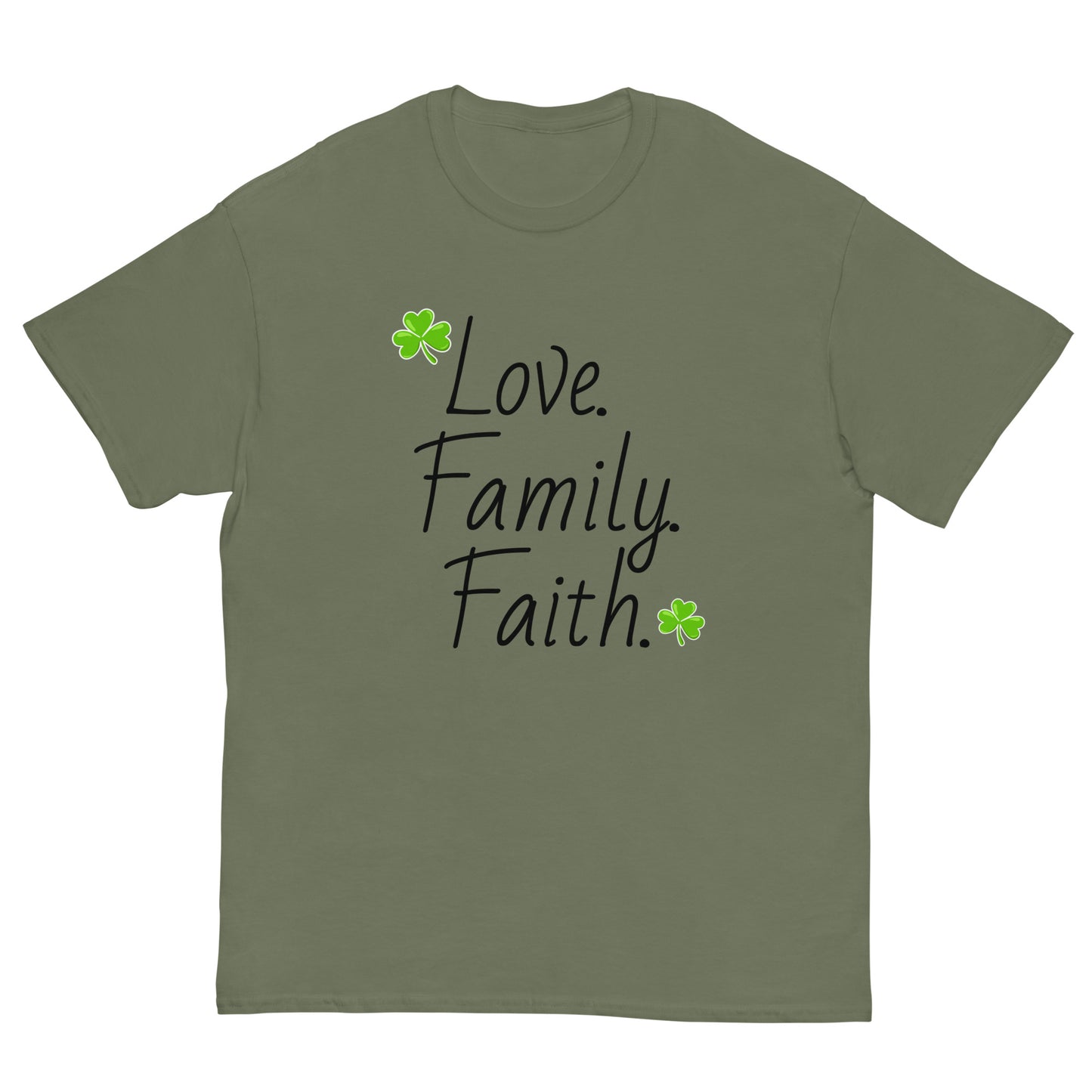 Love, Family, Faith Classic tee (Black lettering)