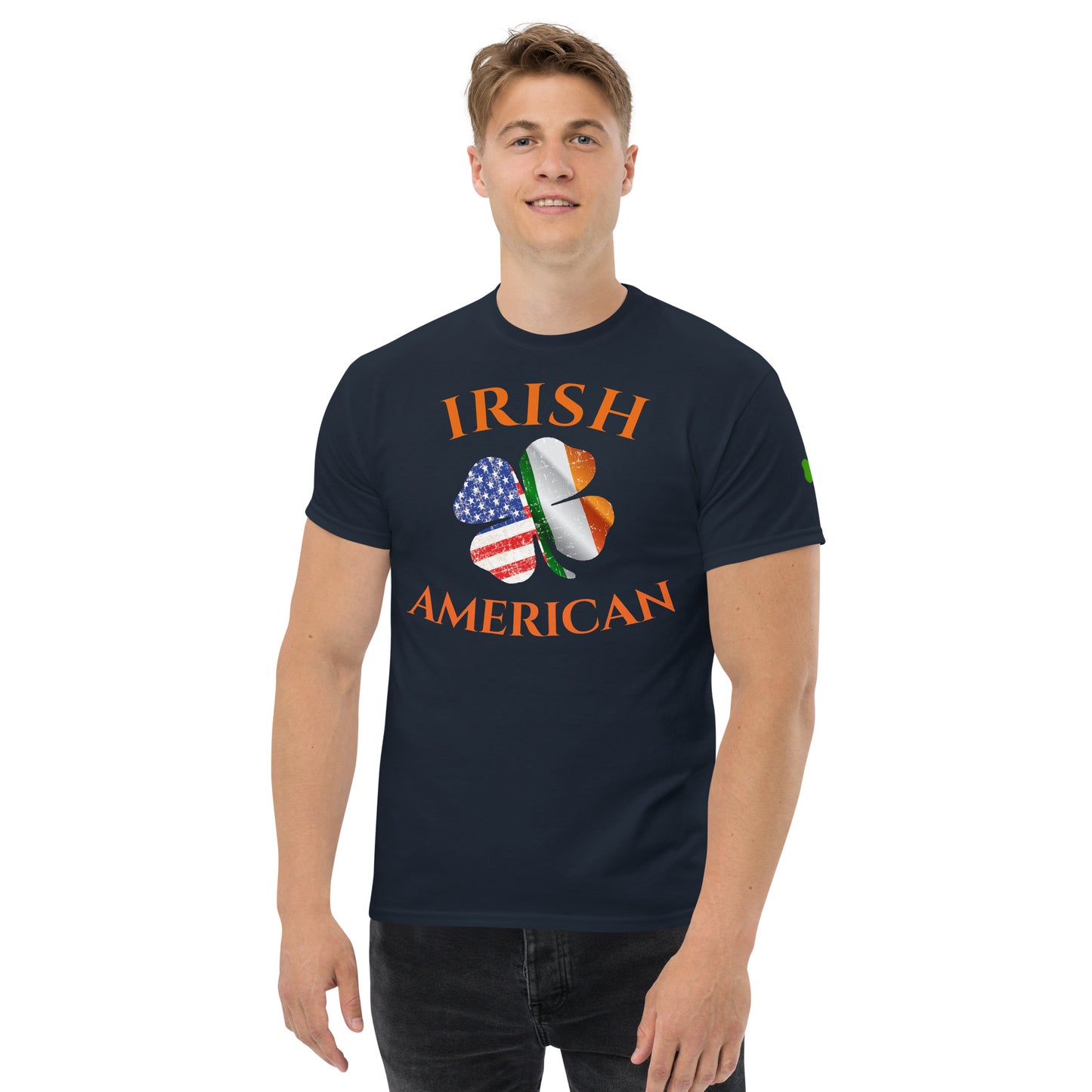 "Irish American" flag shamrock classic tee