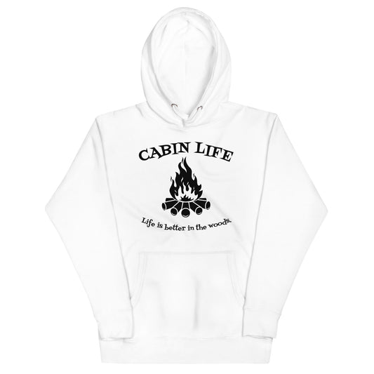 Cabin Life - Life is Better in the Woods Unisex Hoodie (black design)