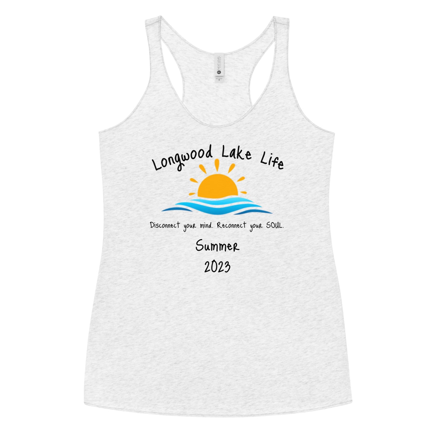 Longwood Lake Summer 2023 Special Edition Women's Racerback Tank (black lettering)