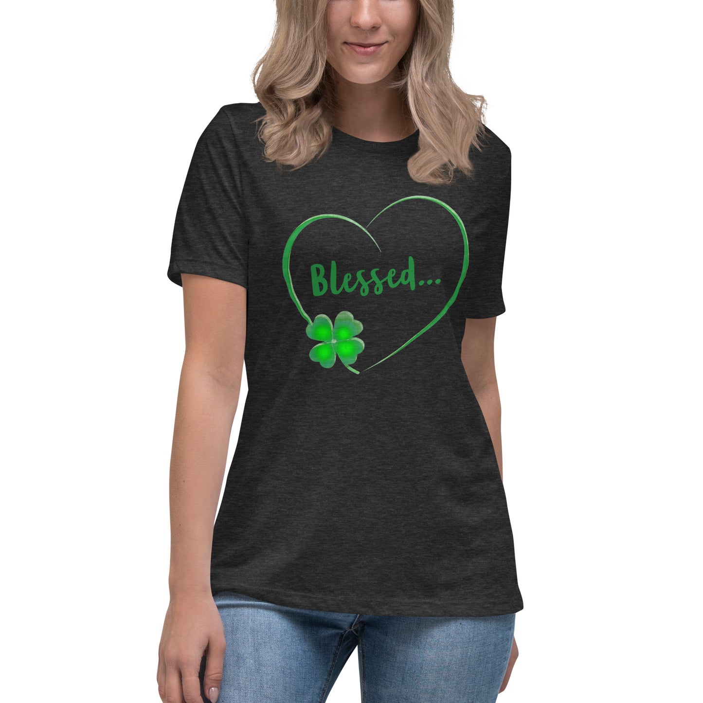 "Blessed" shamrock womens Relaxed T-Shirt