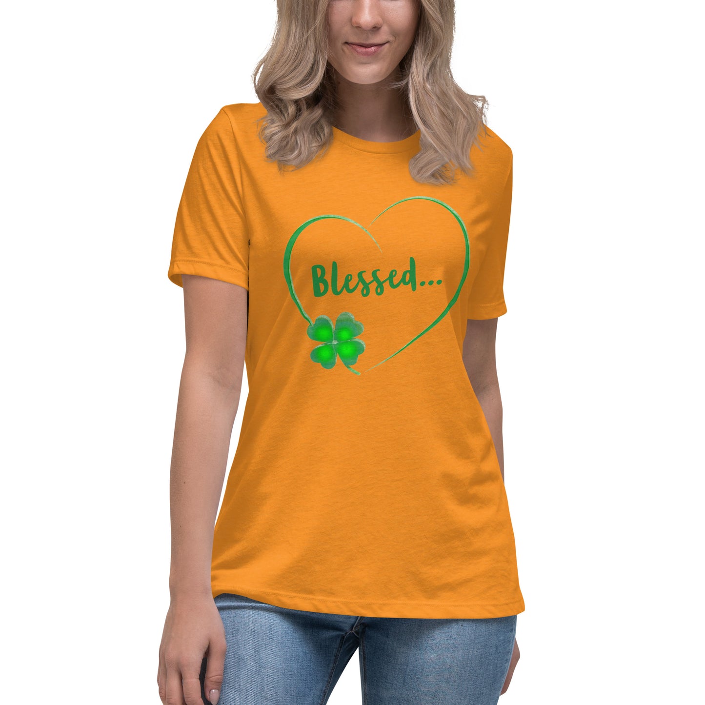 "Blessed" shamrock womens Relaxed T-Shirt