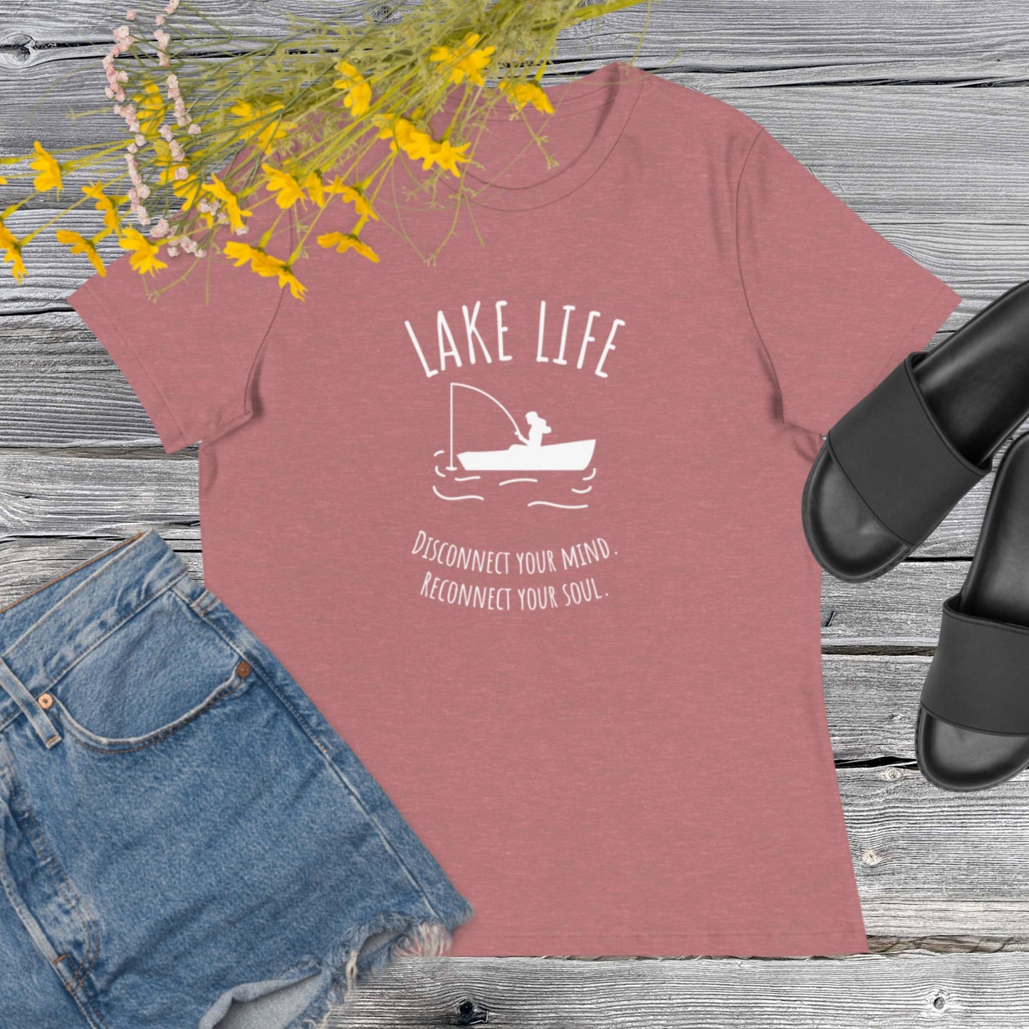 Lake Life - Disconnect your mind, reconnect your soul - Womens tee (white design)