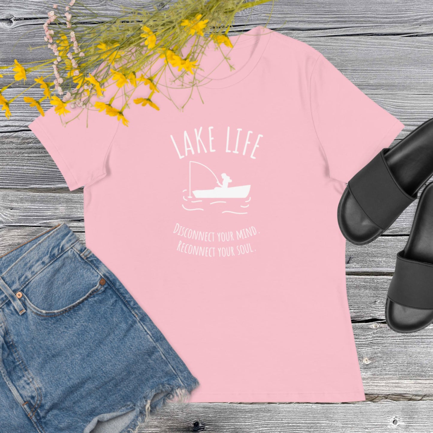 Lake Life - Disconnect your mind, reconnect your soul - Womens tee (white design)