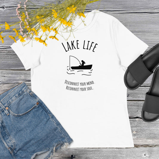 Lake Life - Disconnect your mind, reconnect your soul women's tee (black design)